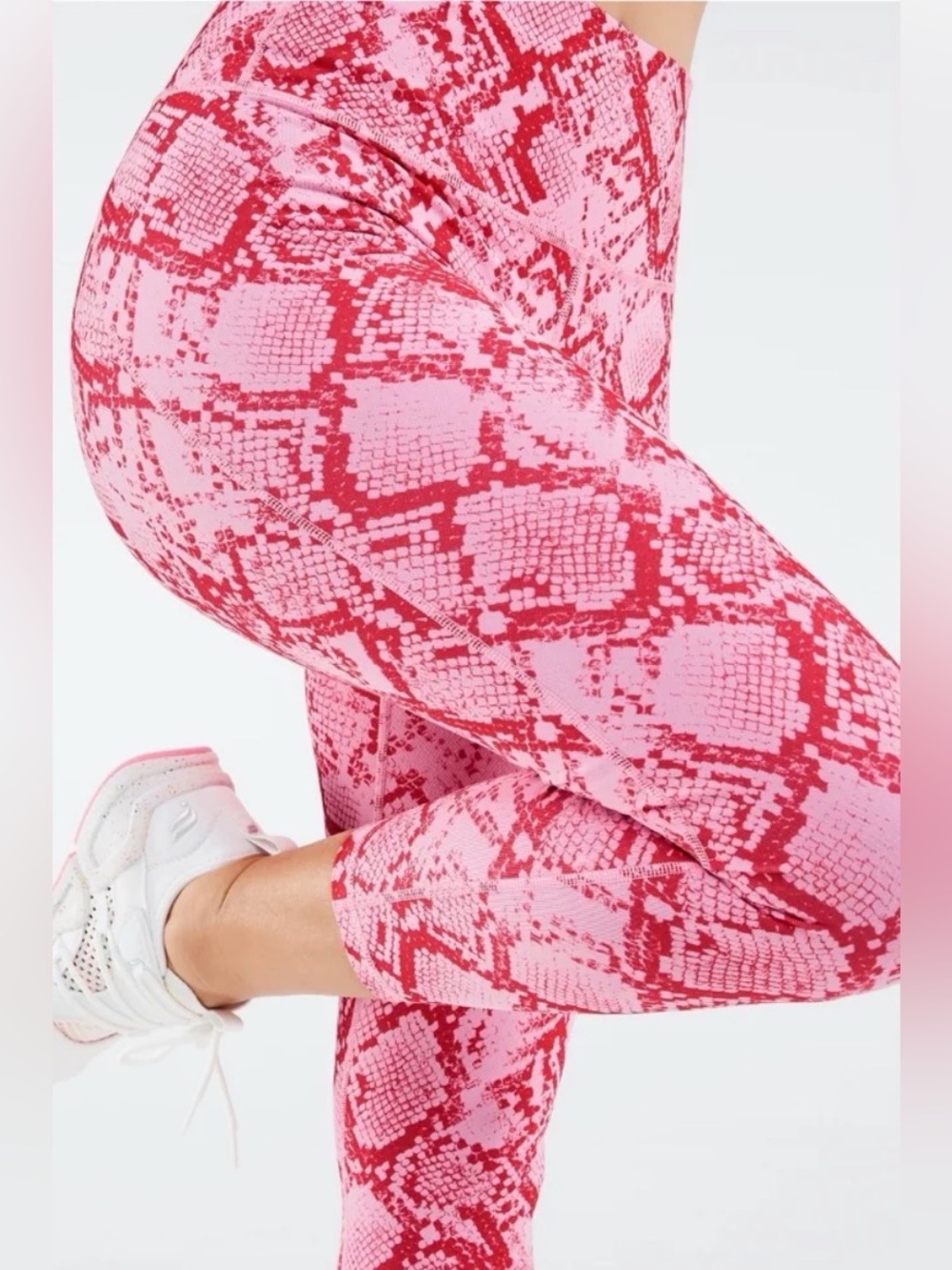 Fabletics Women’s Pink and Red Snake-Print High-Waist Leggings, Size L - Picture 3 of 8